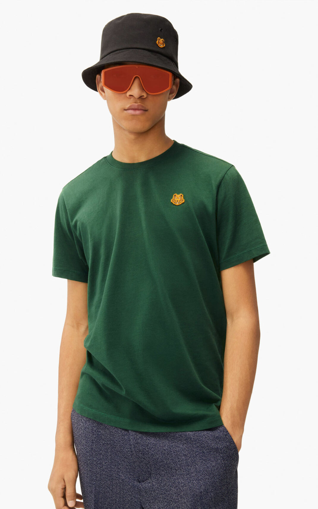 Camiseta Kenzo Tiger Crest Masculino - Verdes Escuro | 359SELFDM